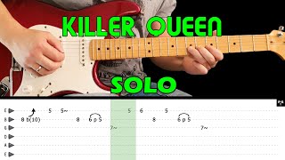 KILLER QUEEN  Guitar lesson  Guitar solo with tabs  Queen  fastampslow [upl. by Ritter]