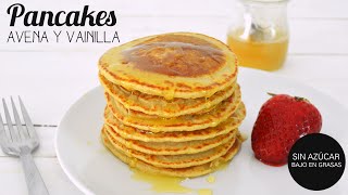 DESAYUNOS SALUDABLES PANCAKES AVENA  mi secreto para pancakes esponjosos en 15 min [upl. by Ydroj759]