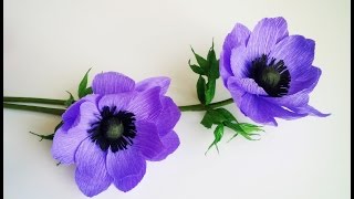 How To Make Anemone Flower From Crepe Paper  Craft Tutorial [upl. by Nagle991]