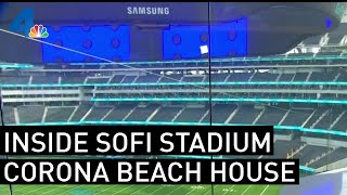 Inside SoFi Stadium Corona Beach House  NBCLA [upl. by Constantine]