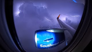 4K Flying Through Thunderstorm  Takeoff St Louis Southwest 737800 N8575Z STLTUL Description [upl. by Nairdna]