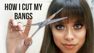 How I Cut My Bangs  Wispy  Straight Across [upl. by Negam]