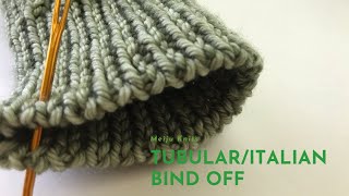 Meiju Knits Tips Tubular bind off italian BO for knit 1 purl 1 ribbing shorter version [upl. by Rurik504]