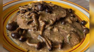 Escalopes with Mushrooms Easy Recipe [upl. by Gladstone]