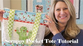 Quilted Scrappy Pocket Tote Bag Tutorial [upl. by Ansley10]