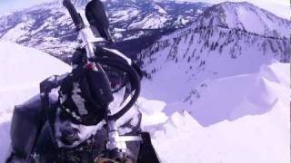 2012 ski doo summit X close call with cliff fall [upl. by Aydne]