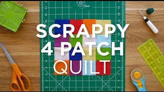 Make an Easy Scrappy 4 Patch Quilt Block  Quilt Snips [upl. by Oilut429]