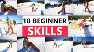 10 Beginner Snowboard Skills  First Day Riding [upl. by Buiron]