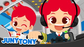 Piloto y Azafato  Trabajos y Profesiones  Canción Infantil  JunyTony en español [upl. by Htezzil]