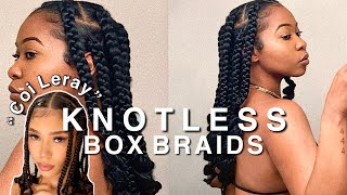 JUMBO KNOTLESS BOX BRAIDS  COI LERAY INSPIRED BRAIDS  BEGINNER FRIENDLY  RUBBERBAND METHOD 2021 [upl. by Anallij841]