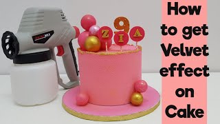 How to achieve Velvet effect on Cakes  Chocolate Velour Spray Gun  Chocolate Spray Gun [upl. by Nylsirk]