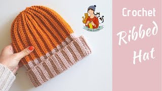 Crochet Ribbed Hat  Beginner Friendly Tutorial [upl. by Pinkham]