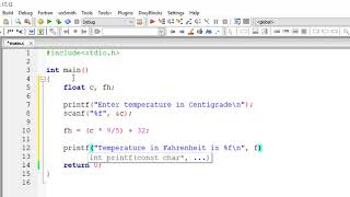 Convert Degree Celsius To Fahrenheit C Program [upl. by Pickett]