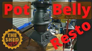 Pot Belly Wood Fire Stove Restoration  The Shed Sesh [upl. by Suehtomit634]