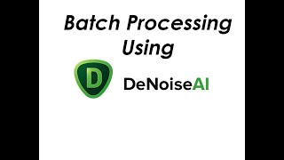 Topaz DeNoise AI Batch Processing [upl. by Strohbehn]