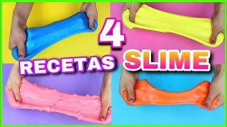 4 RECETAS PARA HACER SLIME  SLIME FÁCIL Y SIN BÓRAX  NatyGloss [upl. by Gildus3]