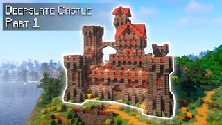 Minecraft How to build a Deepslate Medieval Castle  Tutorial PART 1 [upl. by Feinleib432]