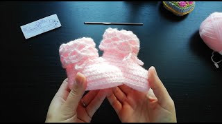 Tuto Crochet Bébé « Chaussons Éventail » 03 mois [upl. by Debee288]