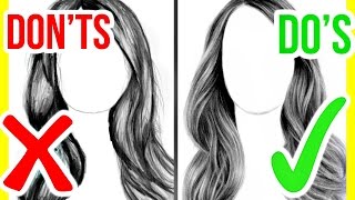 DOS amp DONTS How to Draw Realistic Hair  Step by Step Drawing Tutorial [upl. by Aicnorev234]