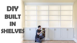 DIY Built In Shelves Library Cabinets [upl. by Aikemit966]