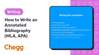 How to Write an Annotated Bibliography MLA APA  Chegg [upl. by Stephania]