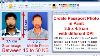 Resize Passport size Photo in Paint into 35 x 45 cm below 50 KB JPEG format for Online Form 🔥🔥🔥 [upl. by Popelka]