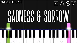 Naruto  Sadness and Sorrow  EASY Piano Tutorial [upl. by Nahgeem382]