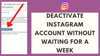 How To Deactivate Instagram Account Without Waiting For A Week 2021  Deactivate My Instagram [upl. by Ibbed]