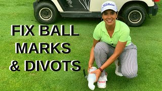 How to Repair Ball Marks and Fix Divots  Golf Etiquette [upl. by Nilesoj128]