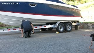 Repositioning a 25 Boat on its trailer while in the driveway [upl. by Feer]