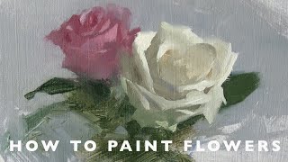 Oil Painting tutorial  How to Paint Flowers [upl. by Eilyw984]