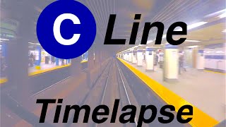 ⁴ᴷ NYC Subway Timelapse  The Brooklynbound C Line [upl. by Eessej]