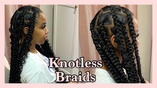 KNOTLESS BOX BRAIDS TUTORIAL  GODDESS BRAIDS [upl. by Wende]