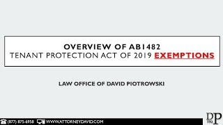 AB1482  Exemptions to the Tenant Protection Act of 2019 [upl. by Worth]