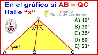 CONGRUENCIA DE TRIANGULOS NIVEL INTERMEDIO ADMISION UNI GEOMETRIA [upl. by Suertemed]