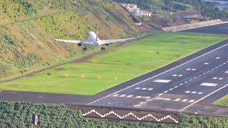 Unbelievable Crosswind Landing TAP A319 Storm Filomena at Madeira Airport [upl. by Suciram672]