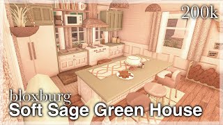 Bloxburg  Soft Sage Green House Speedbuild interior  full tour [upl. by Hoagland427]