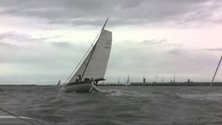 Trimaran Dragonfly 32 overtaking a fast 50 monohull [upl. by Ayik]