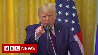 Donald Trump argues with reporter over Ukraine question  BBC News [upl. by Anaujait614]