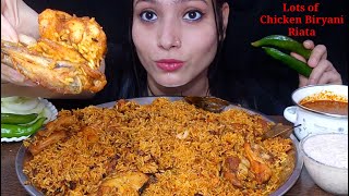 Eating Spicy 🔥 Chicken Biryani Spicy Gravy Raita  Lots of biryani Eating Mukbang  Food Show [upl. by Mikaela]