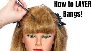 How to Layer Bangs  TheSalonGuy [upl. by Ahsanat552]