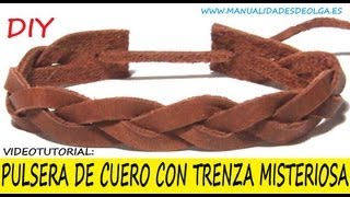 COMO HACER UNA PULSERA CON TRENZA MISTERIOSA DE CUERO PARA HOMBRE  VIDEOTUTORIAL TUTORIAL DIY [upl. by Fortna]