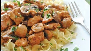 CREAMY MUSHROOM CHICKEN STROGANOFF RECIPE  Gregs Kitchen [upl. by Rivy]