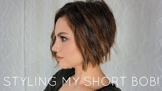 HOW I STYLE MY NEW HAIRCUT  WAVY SHORT BOB [upl. by Domeniga]