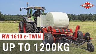 KUHN RW 1610 eTwin  Round bale wrappers In action [upl. by Yllehs]