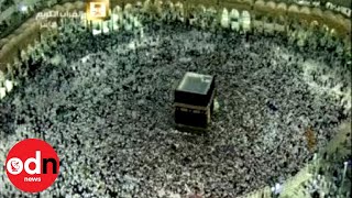 Breathtaking Night Aerials Show Pilgrims Circle Kaaba in Mecca [upl. by Jabe613]