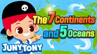 The 7 Continents and 5 Oceans  Geography Song for Kids  Kindergarten Song  JunyTony [upl. by Yrollam]