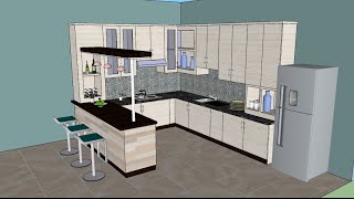 Sketchup tutorial interior design  Kitchen [upl. by Ylrrad112]