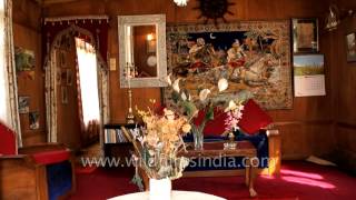 Inside view of a houseboat on Dal Lake Srinagar [upl. by Cardie]