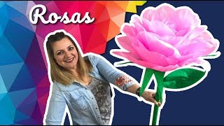 Rosas Gigantes de Papel Crepe 🌹 Roses Crepe DIY Craft Chuladas [upl. by Adas432]